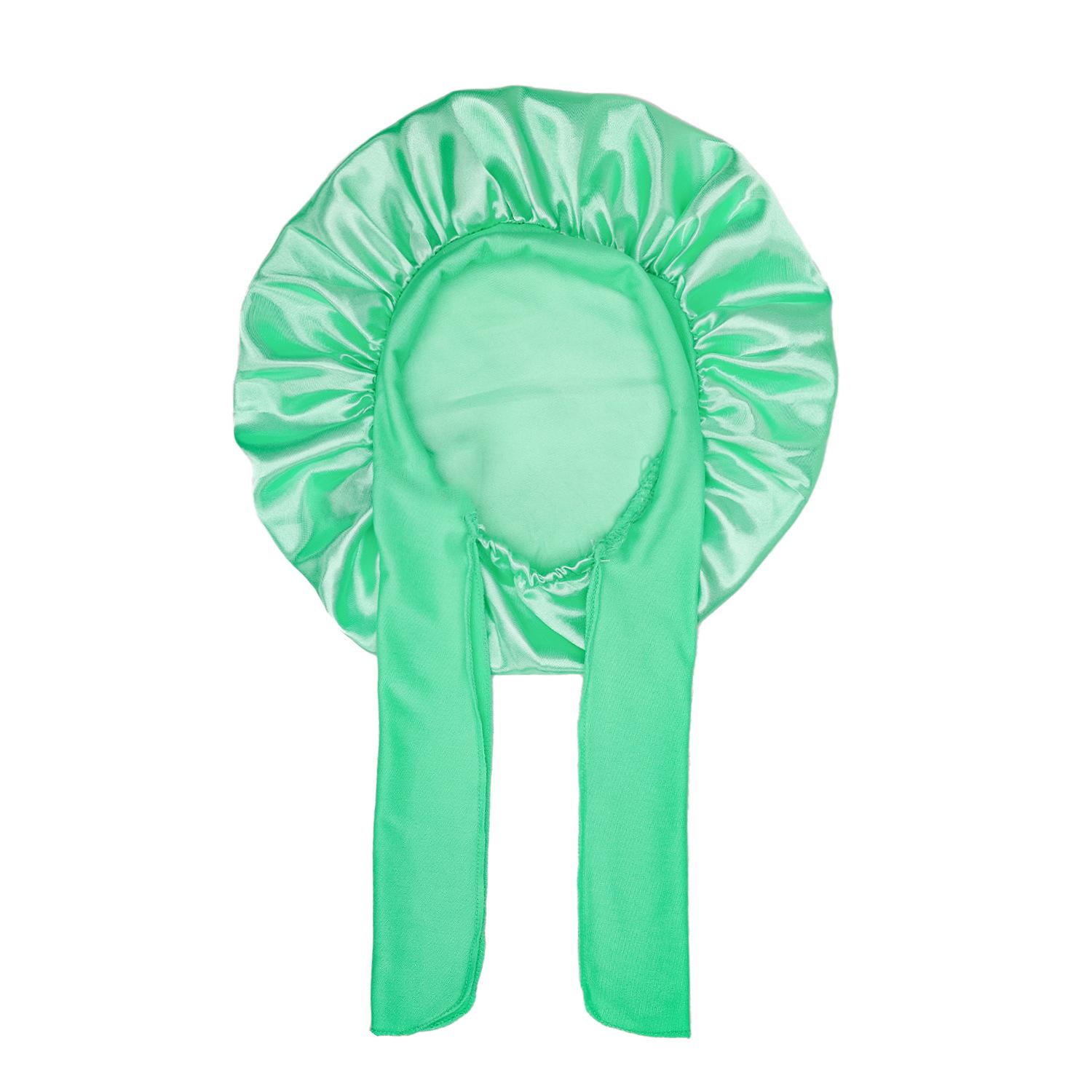 Kids Flower Printed Satin Sleep Bonnet with Wide Elastic Band & Ribbon, Soft Silk-like Sleeping Hair Cap for Boys Girls, Reusable Waterproof Shower Cap, Gentle Hair Protection Hat for Curly Natural Hair Care