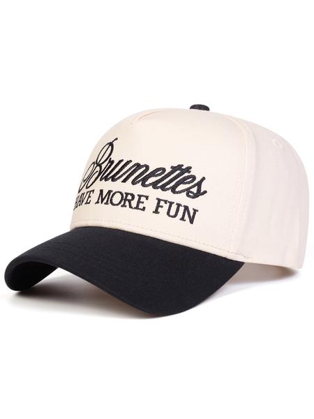 Unisex Brunettes Letter Embroidered Baseball Cap, Adjustable Outdoor Sun Protection Hat, Casual Fitted Woven Fabric for All Seasons, High Quality Hat