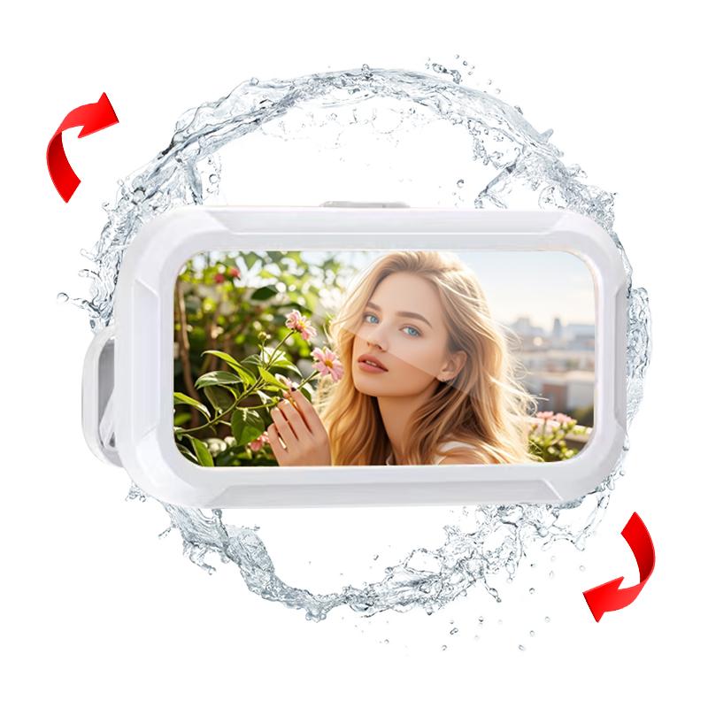 All-round Shower Phone Holder 360° Rotating Fits 4"–7" Phones Wall-mounted for Convenience & Security White Protective Stand Adjustable Viewing Angle Durable Sponge Padding No-Drill Installation