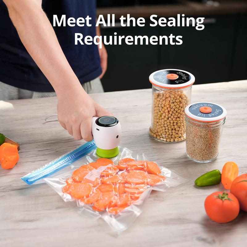 INKBIRD 4 in 1 Handheld Vacuum Sealer White & Green 60Kpa Strong Suction USB Rechargeable Portable Food Preservation Solution with Mason Jar Lids & Food Bags TikTokShopHolidayHaul