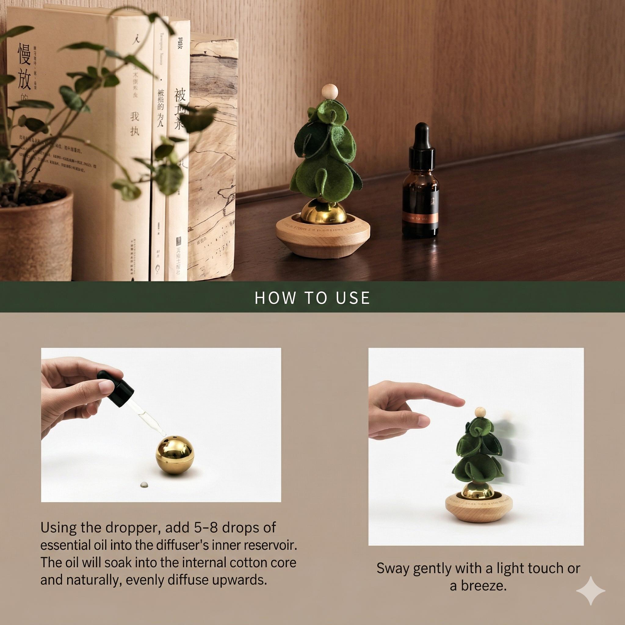 Aesthetic Spinning Car Air Freshener & Desk Decor, Wooden Floral Essential Oil Diffuser, Kinetic Aromatherapy Ornament for Auto Home Office, Cute Car Accessories & Zen Room Decor Gift & love gift gift for him/her