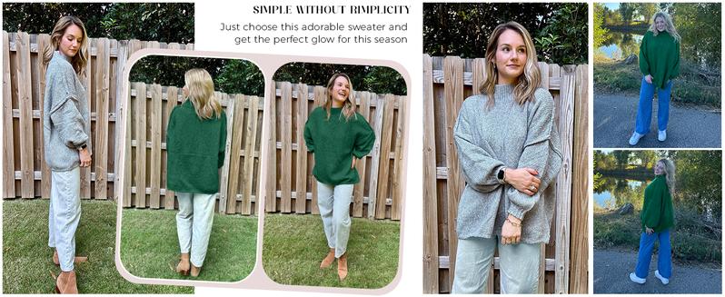 Saodimallsu Womens Oversized Sweaters Mock Neck Batwing Long Sleeve 2025 Fall Trendy Ribbed Knit Casual Tunic Chic Pullover