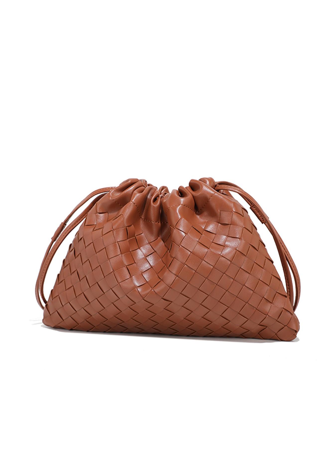 Meadow Cloud Bag, Relaxed Crossbody Small Bag, Underarm Shoulder Crossbody Woven Trash Bag, Drawstring Bag, Versatile Retro Woven Crossbody