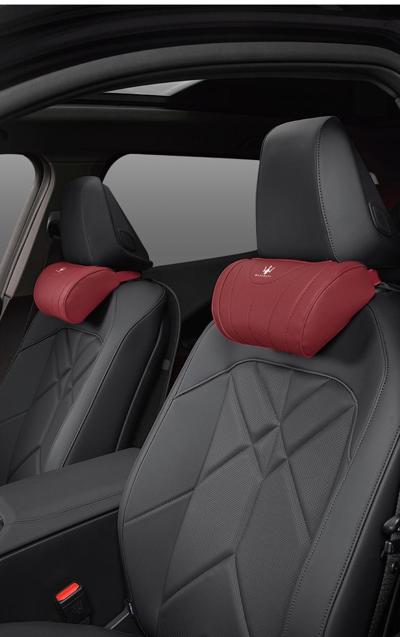 Car Headrest Neck Support Seat Lumbar Cushion Neck Pillow For Maserati Quattroporte GranTurismo MC20 Levante Ghibli Grecale President GranCabrio Coupe Spyder