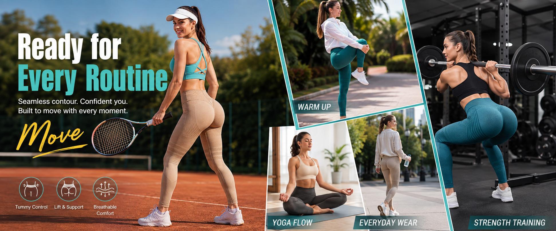 POWERASIA 3 Pack Women Anti Cellulite 3D Leggings Butt Lifting Compression Legging High Waisted Tummy Control Gym Yoga Pants