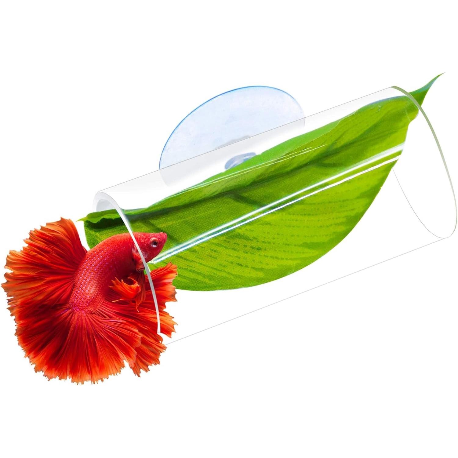 Acrylic Betta Hammock Tunnel Hideout, Clear Aquarium Tunnel Decor with Soft Faux Leaf Bed, Fish Tank Cave & Resting Spot for Bettas (S Size — 3.14” × 1.57” OD) Acrylic Betta Hammock Tunnel Hideout, Clear Aquarium Tunnel Decor with Soft Faux Leaf Bed, Fish Tank Cave & Resting Spot for Bettas (S Size — 3.14” × 1.57” OD)