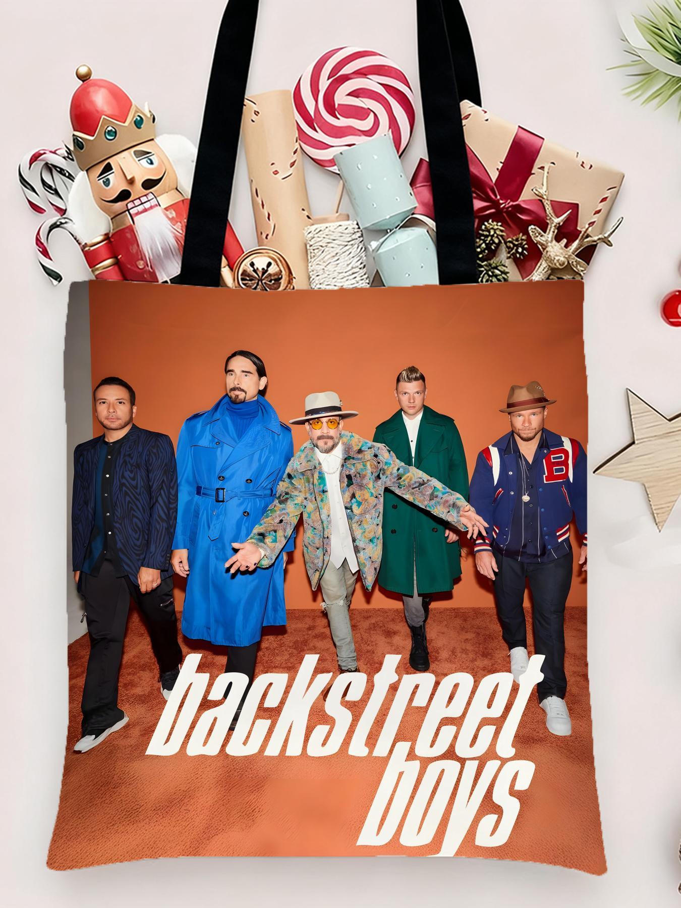 Backstreet Boys band Storage Bags Canvas Shopping Bag Christmas Party Tote Women's Handbag Festive Large Capacity Bag for Outdoor Picnic Party Travel Shopping Anime Crossbody Bags for Boys Girls Students Simple Tote