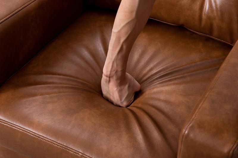 DAYALANE [Valentine's Day] Modern London Accent Chair Leather Armchair with Wood Legs Brown Upholstered 17.7" Tufted Backrest 9.8" Thick Cushion Compact Size Vegan Leather Sturdy Base - White