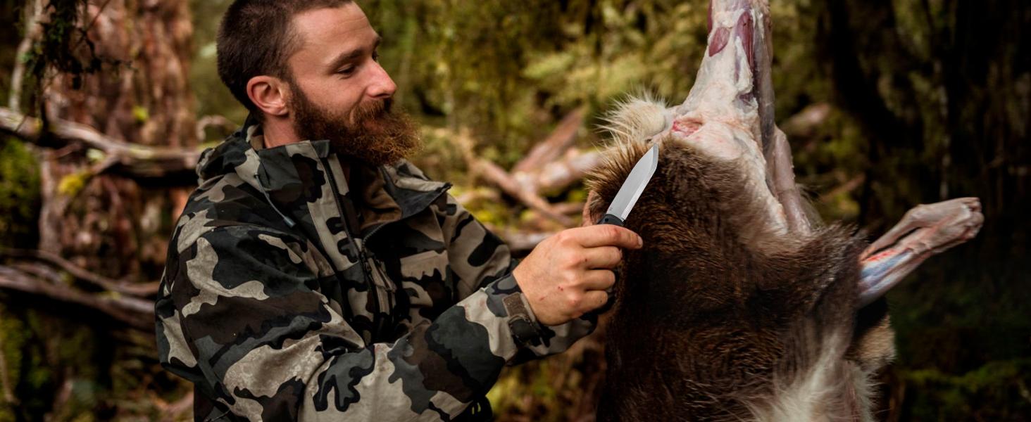 #JumpstartSale FLISSA 9" Fixed Blade Knife, D2 Steel Hunting Knife for Camping, Outdoor, Bushcraft and Survival, Leather Sheath Included, Christmas Gifts for Husband, Father, Friend