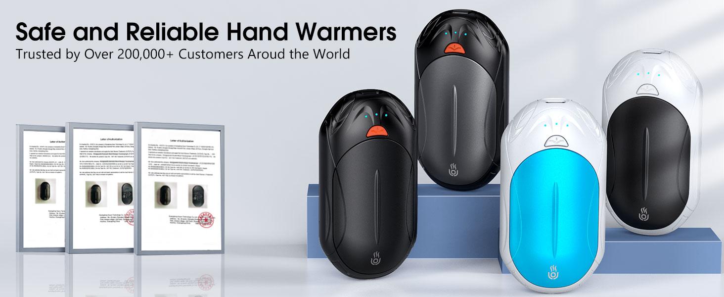 OUTJUT Hand Warmers Rechargeable 2 Pack, 6000mAh Rechargeable Hand Warmer, 20Hrs Long Heating Electric Hand Warmer, Portable Pocket Heater, Gifts for Christmas, Golf, Camping, Hunting