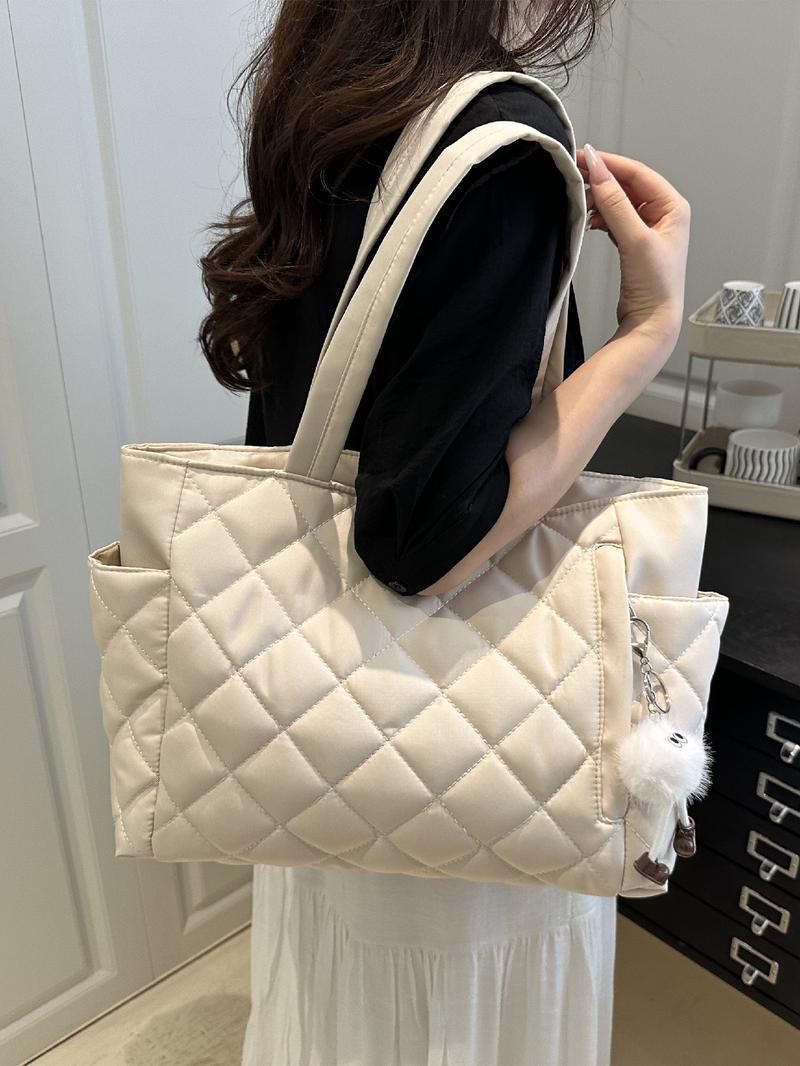 Women's New Large Capacity Lightweight Quilted Tote Bag, Casual Fashion Handheld Shoulder Bag, Perfect for Daily Use, Work, Commuting