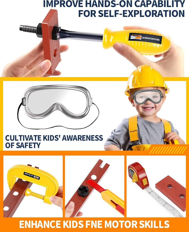 Kids Tool Set with Tool Box & Electronic Toy Drill, 45 Pcs Pretend Play Kids Construction Kits for Kids Ages 3-5 Years Old, Perfect Gift for Toddler Boy