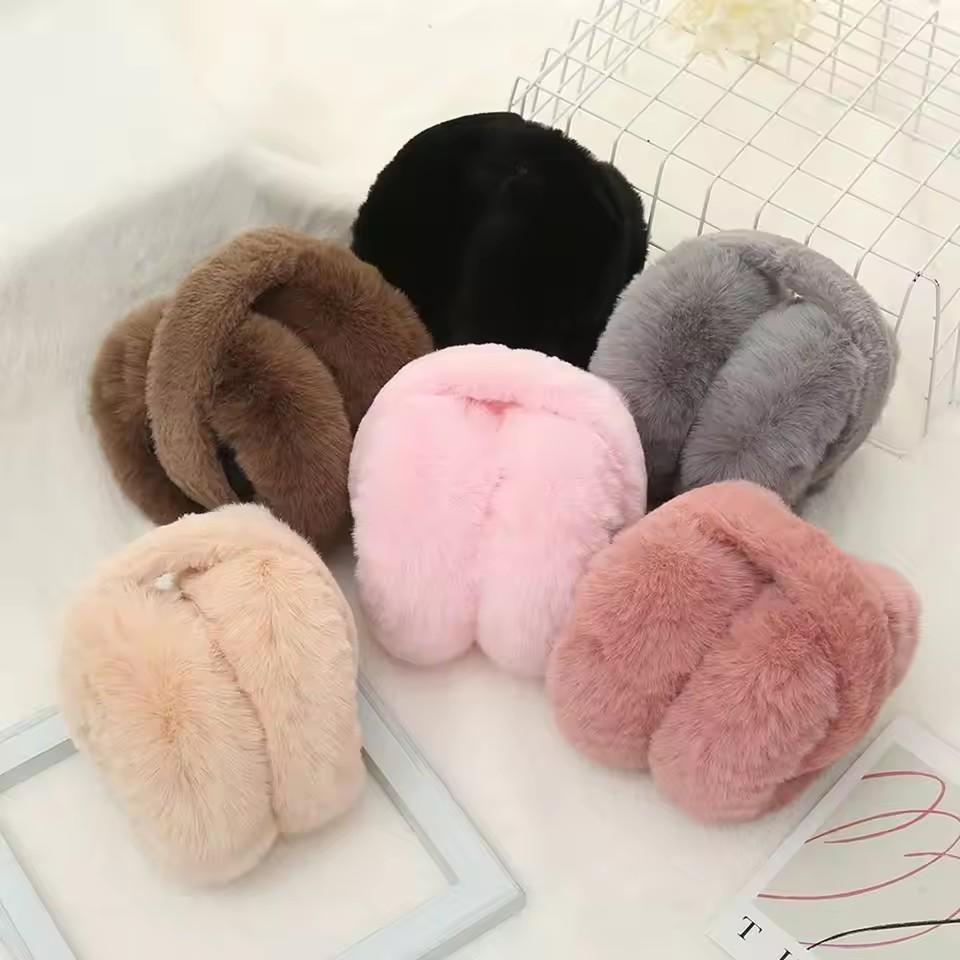 Furry and fluffy ear cups, suitable for outdoor sports activities in cold weather. Cute warm ear protectors, ear warmers for both adults and children