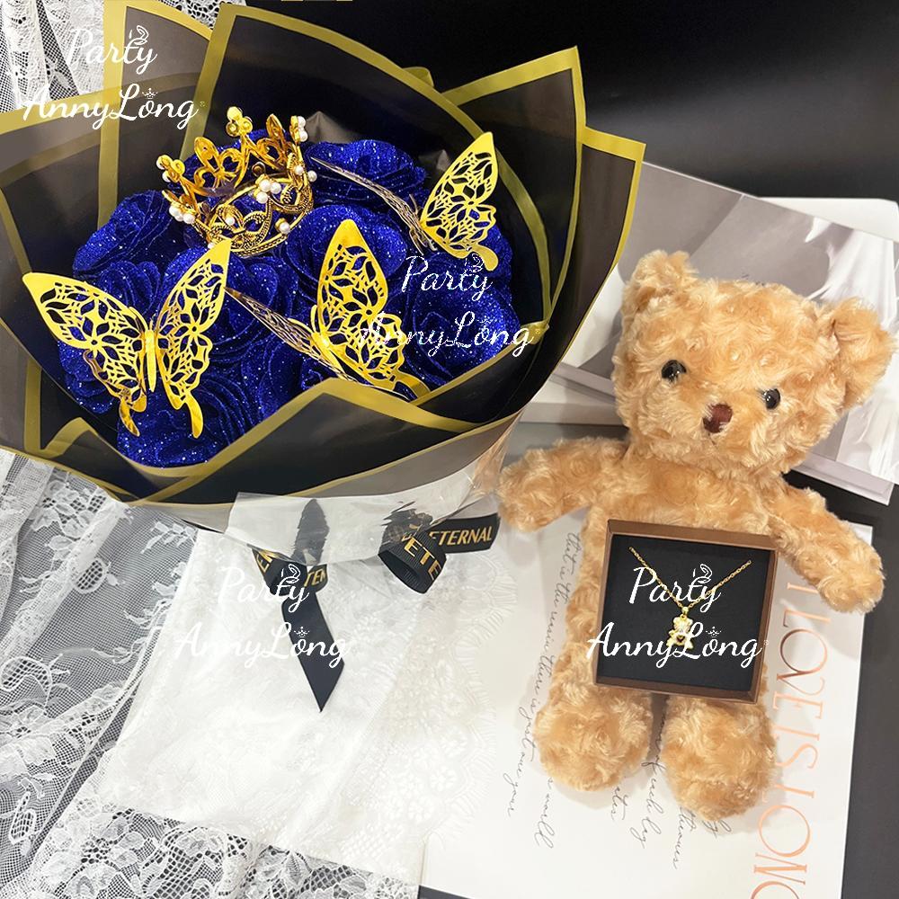 Glitter Rose Bouquet, 1 Count Eternal Artificial Rose Bouquet with No Assembly Required, Romantic Valentine's Day, Wedding, Anniversary and Engagement Gift, Glitter Rose Birthday and Christmas Gift, Artificial Roses Bouquet #TOP PICKS