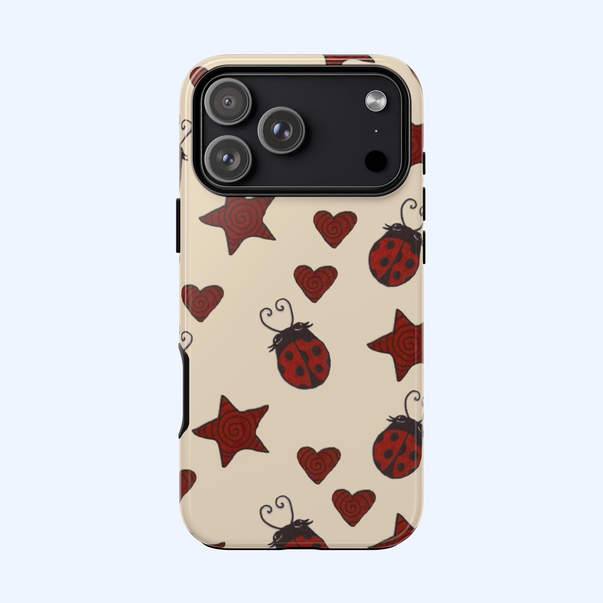 Cute star seven-star ladybug pattern double-layer Protective phone case, compatible with iPhone17, 16, 15, 14, 13, 12, 11Pro Max, Plus, Air, the perfect gift for family and friends New Year, Christmas, Valentine's Day, birthday