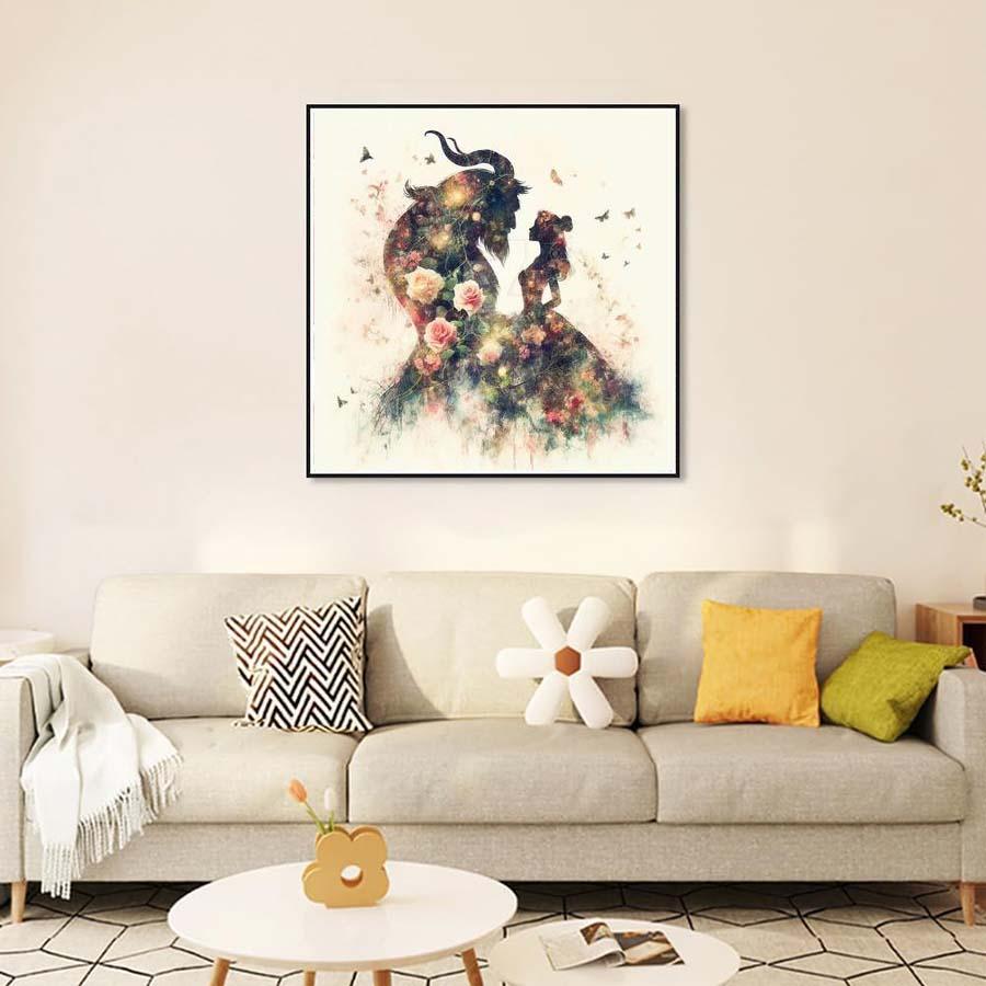 1pcs 5D DIY handmade diamond painting kit, 5D diamond art set, DIY decoration, beast, princess, rose diamond painting kit full round drill DIY, mosaic, diamond art, DIY art home decor, suitable for Halloween and Christmas.
