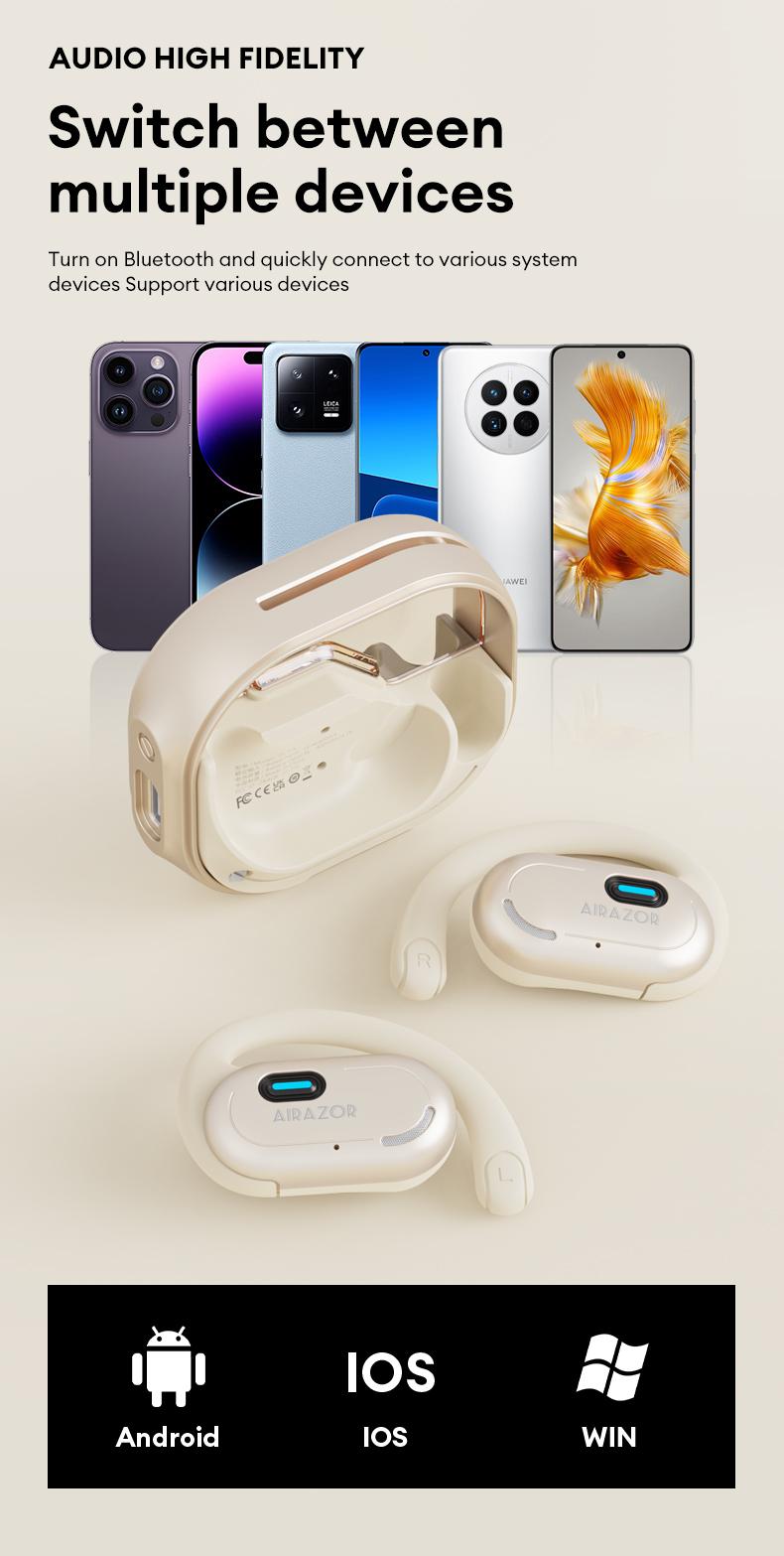 Transformers T15 OWS Wireless Bluetooth Headset 5.4 Surround Sound Streamlined Ear-hook Design Compatible With Android & IOS