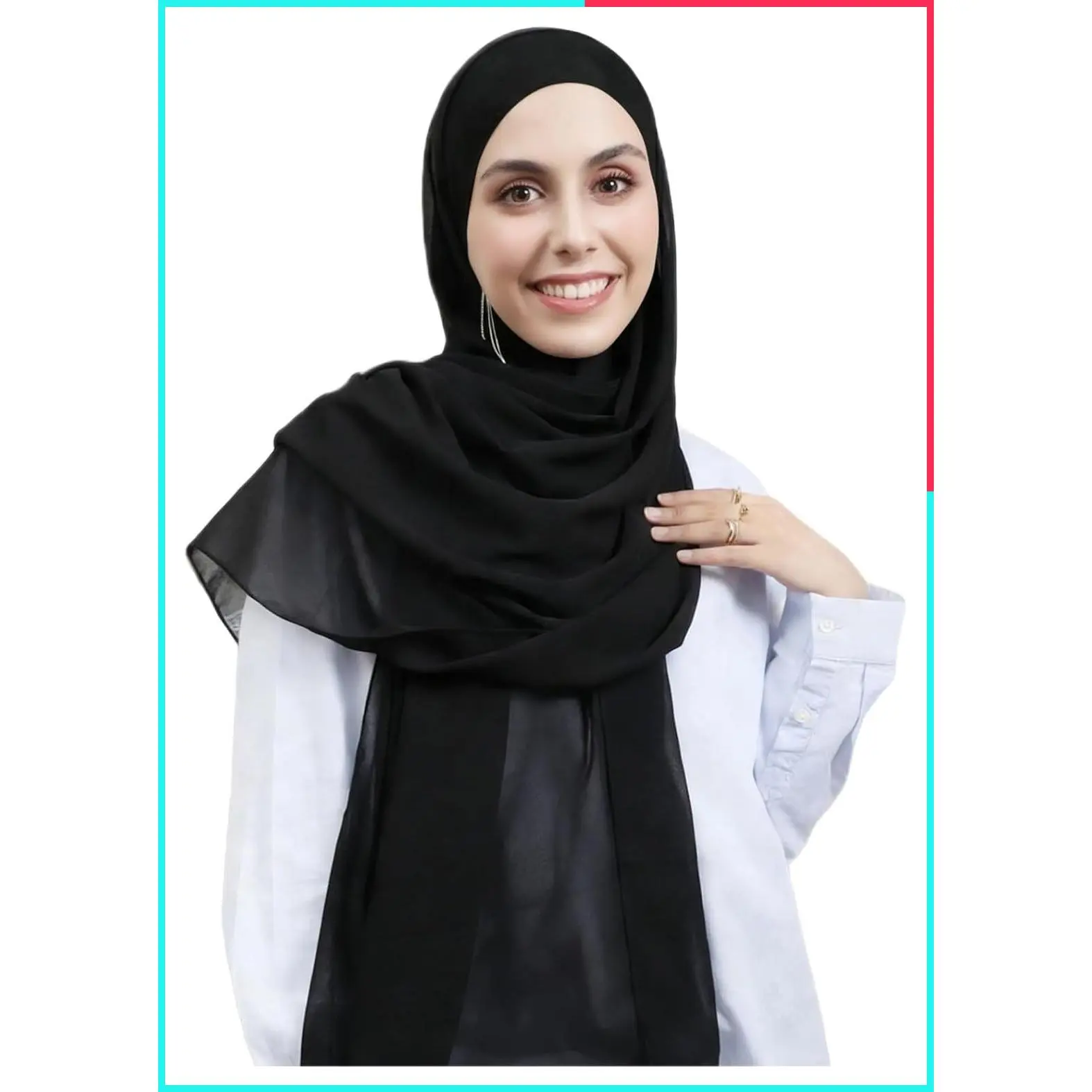 3-in-1 Instant Chiffon Hijab Scarf Set for Women with Built-in Magnets & Undercap Head Wraps
