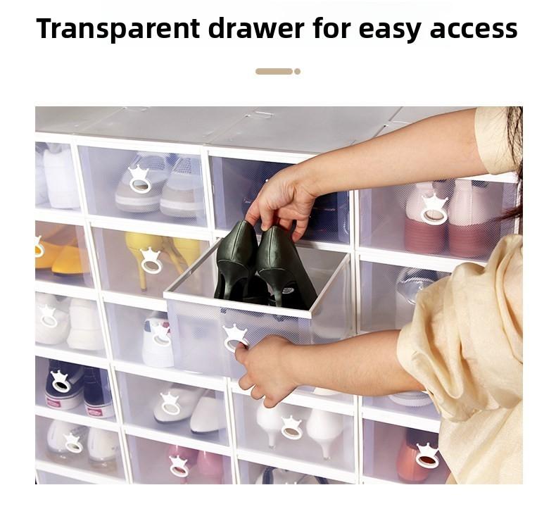 2026 10/20 piece large-capacity transparent shoe box stackable shoe rack, crown handle dustproof and antioxidant, space-saving vertical design, suitable for family dormitories, suitable for sports shoes and boots