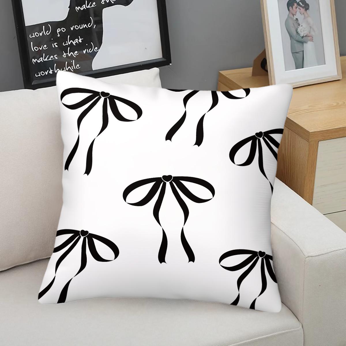 Kawaii Cute Bow Knot Throw Pillow Covers, Pastel Ribbon Decorative Sofa Pillows, Sweet Gift for Teen Girls and Women, with Pillow Insert
