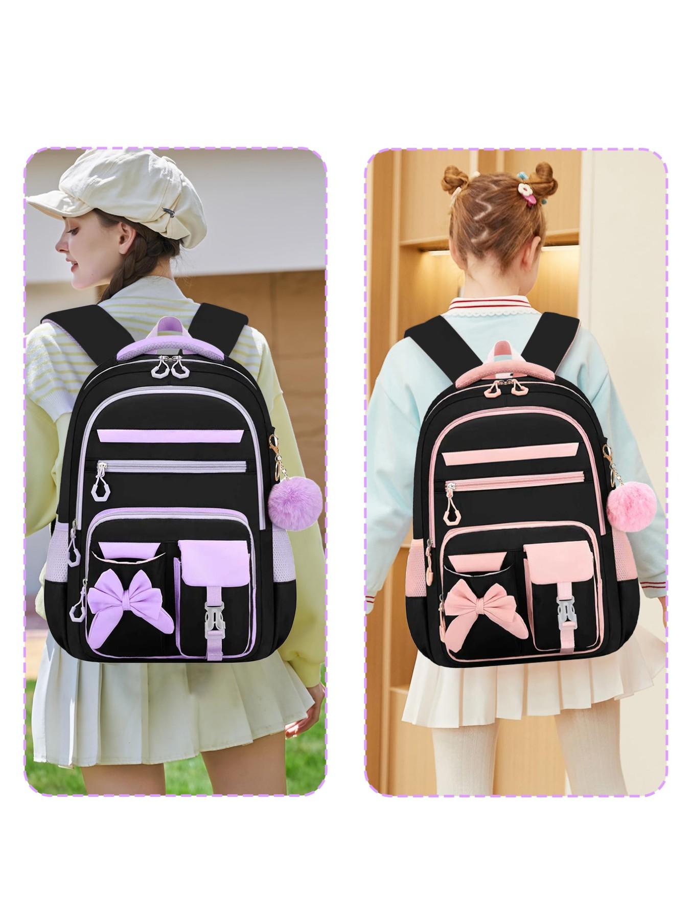 Butterfly Knot Women's Casual Backpack, Lightweight Large Capacity School Bag, Ideal for Back-To-School, Travel, and Daily Use