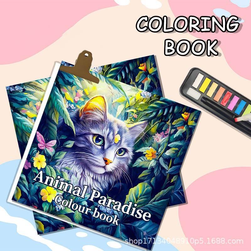 Animal Theme Coloring Book, 20 Pages Hand-Drawn Sketchbook, Art & Craft Easel, Home/school/office Art Supplies