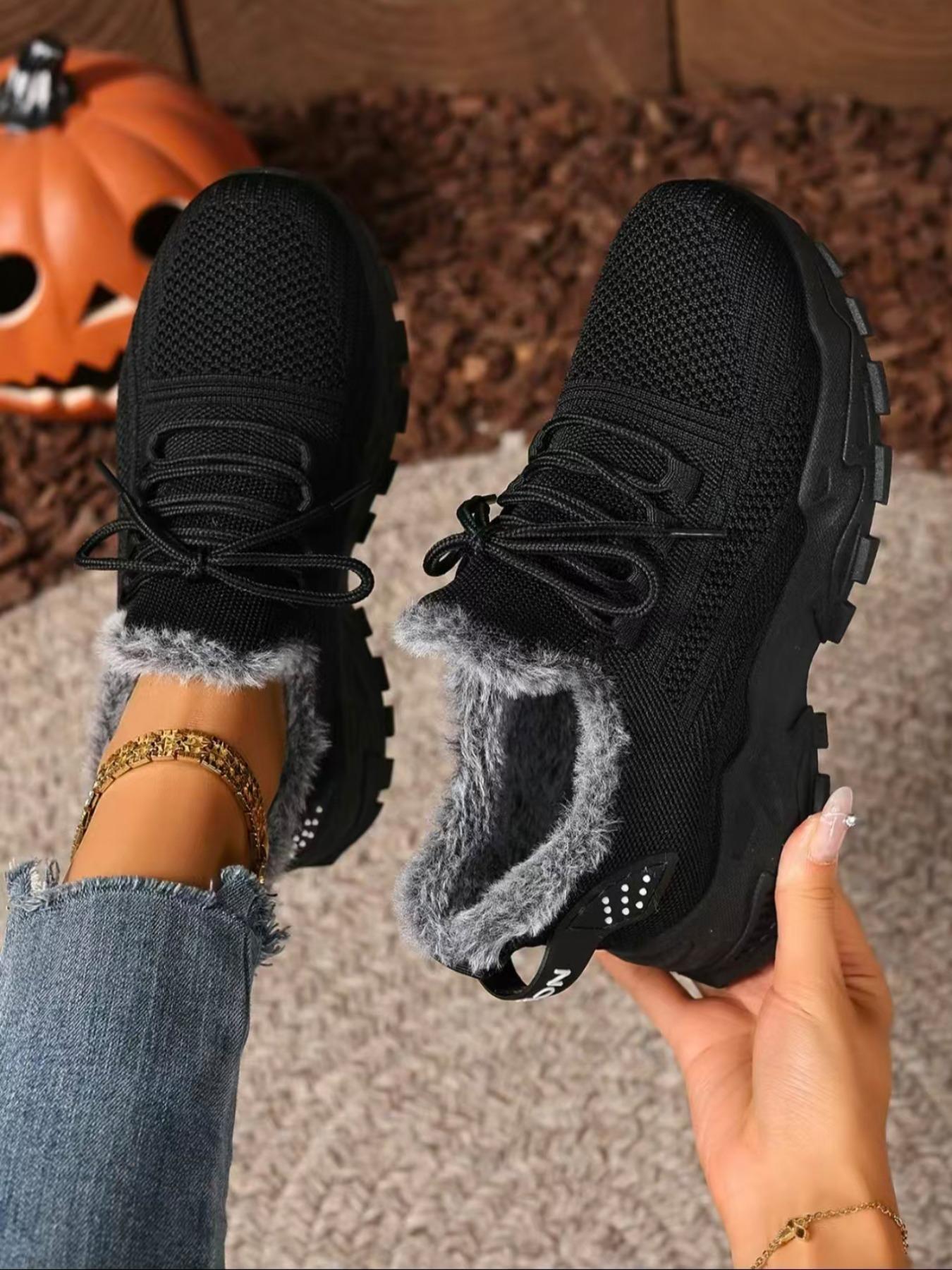 Women's Large Size Winter Warm Fleece Boots, Casual Snow Boot Lining, Comfortable Winter Shoes, Affordable Women's Insulated Boots Footwear