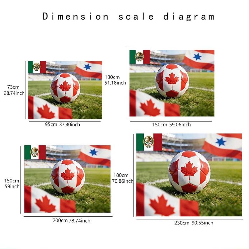1 pc microfiber FIFA World Cup Tapestry Soccer Ball Canada Flag Stadium Wall Hanging Living Room Dining Room Bedroom Outdoor Holiday Decoration Ornament Atmospheric Enhancement Tapestry Background Cloth Hanging Cloth Wall Cloth Decorative Cloth