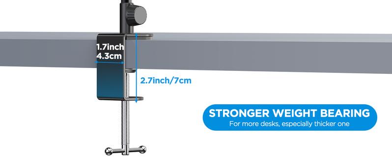 Microphone Arm Desk Mount, Bietrun Upgrade Thick Arm＆Strong Pull Metal Scissor Desk Boom Arm for Blue Yeti/Wave/Snowball/Quadcast/Shure SM7B/SM58/MV7, with 3/8" Plug, 3/8" to 5/8" Adapter, Mic Clip