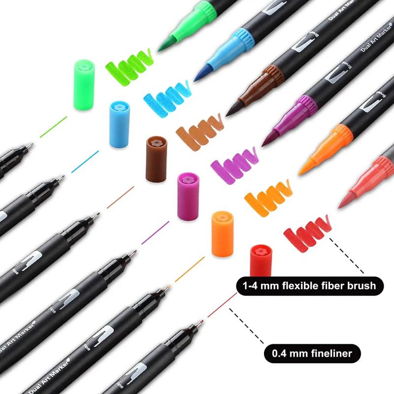 Art Supplier Dual Brush Markers Pens, Artist Coloring Marker Set, Fineliner & Brush Tip Pen with Premium Case for Adults Coloring Books Journal, Drawing, Doodlin, Art Supplies, Art Materials