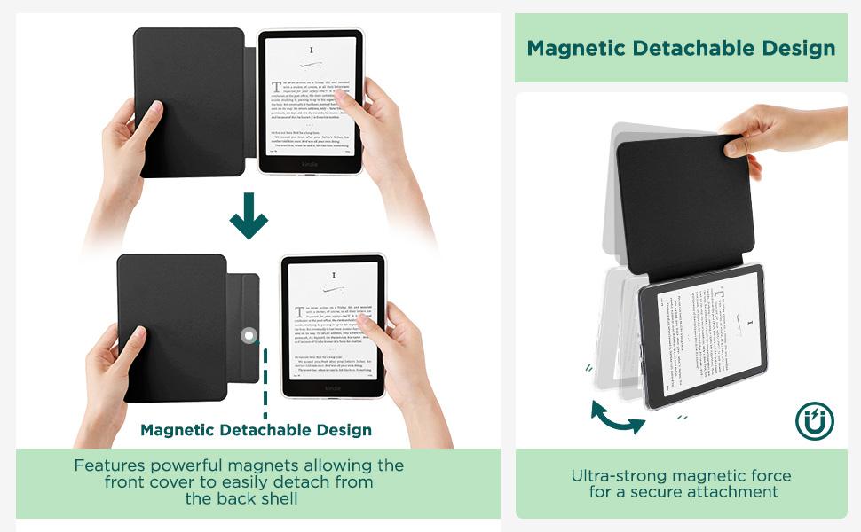 6" / 6.8" / 7" Kindle Detachable Magnetic Case – Slim PU Leather Cover with Auto Wake/Sleep Protection
