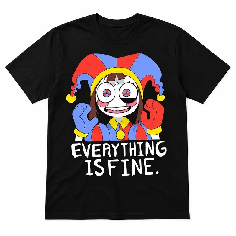Lady's stunning digital circus print T-shirt - short-sleeved round neck, suitable for both spring and summer casual wear for men and women, soft round neck fan-shaped top, short-sleeved T-shirt, 100% cotton, simple and humorous theme, suitable for both me