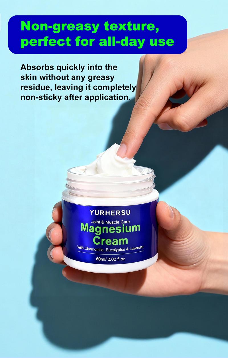 Nighttime Calming Magnesium Cream, Lavender & Grape Seed Oil, Deep Moisturizing Body Balm, Daily Massage & Hydration Care