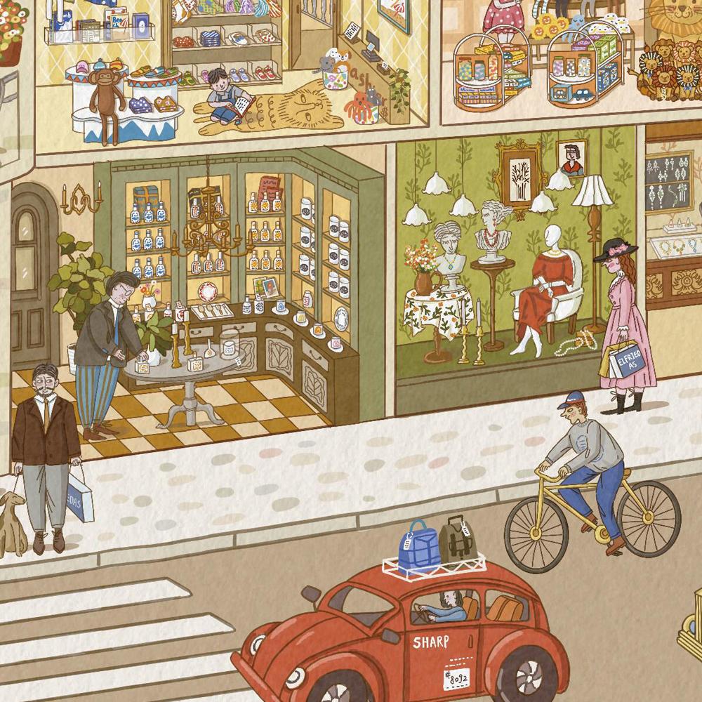 Miniature Cartoon Supermarket Building Diorama Scenery Stickers, 300+ Adorable Mall Front Shop Scenes Stickers for DIY Crafts, Scrapbooking Stickers, Special Gift, and Sticker Collection Books, Immersive Landscape Stickers