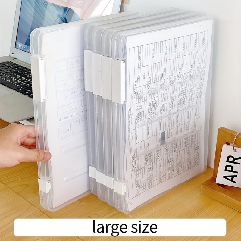 Set of 6 A4 size clear plastic file storage boxes with snap closure - Portable multi-purpose rectangular file organizer box for documents, scrapbook paper and magazines Files Organizer
