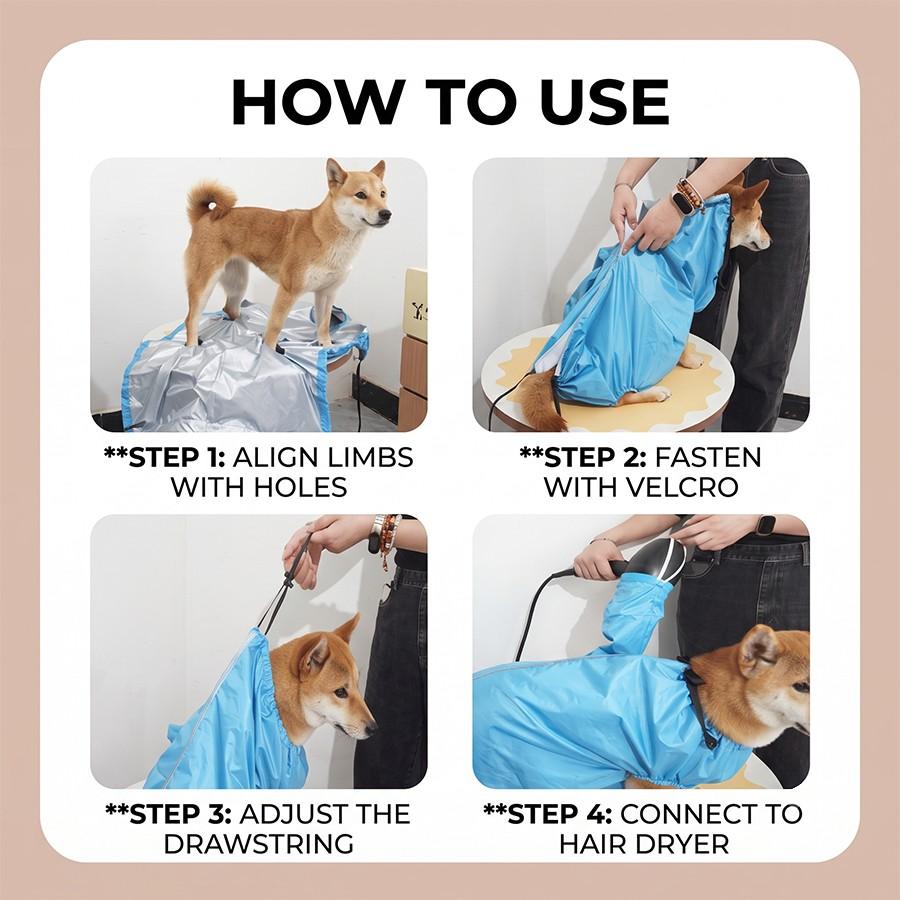 Pet Drying Bag for Cats and Dogs, Universal Bathing Hair Dryer, Pet Grooming Essentials, Efficient Fur Drying Solution, Hygiene