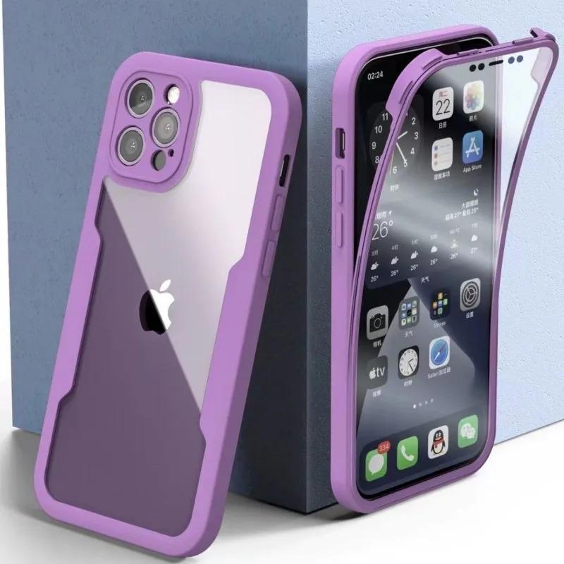360 Full Body Front+Back Clear Case For iPhone 16 15 14 13 11 12 Pro Max Silicone  Shockproof Cover