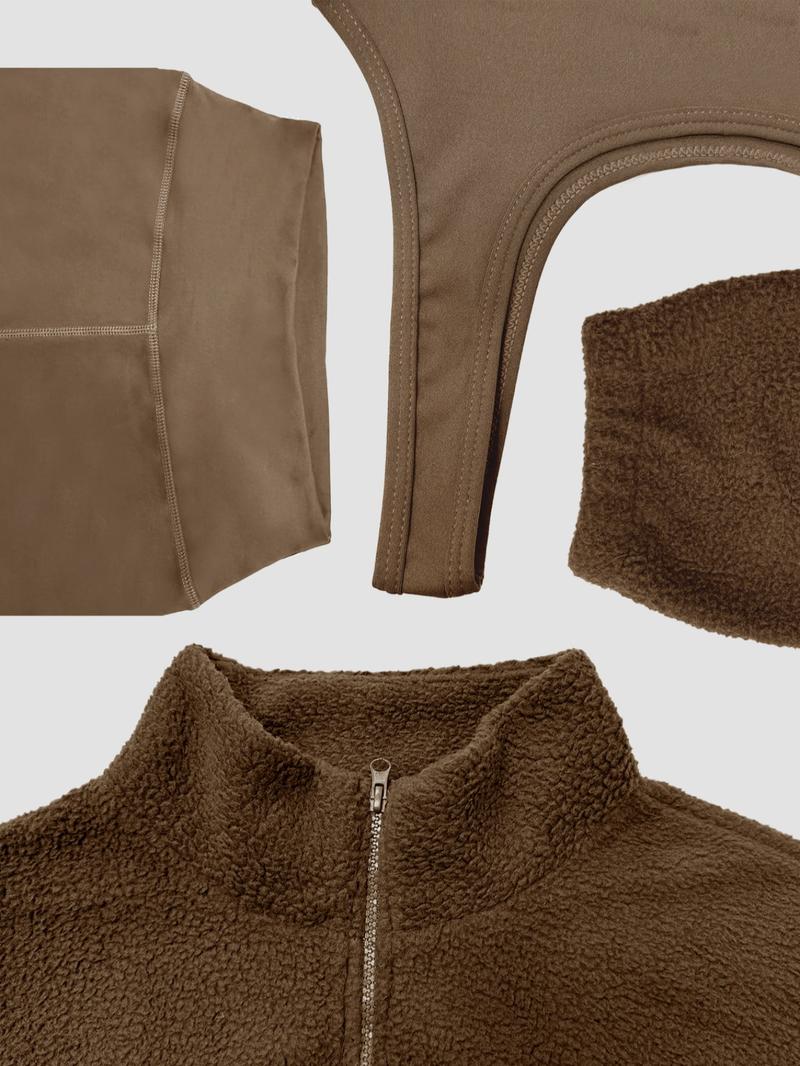 Women's Fleece-Lined Tracksuit Set, Cozy 3-Piece Outfits For Gym, Ideal Valentine'S Gift