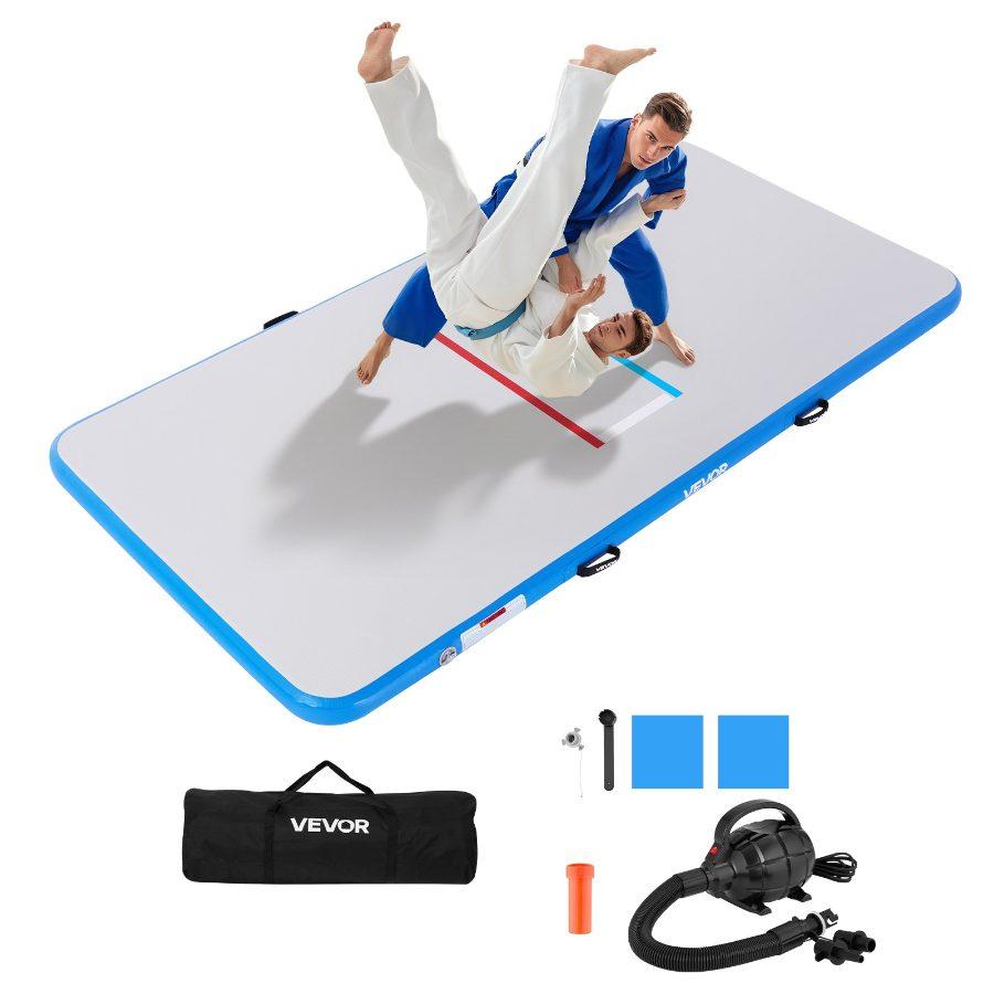 fathersdaygift VEVOR 10x5 ft Wrestling Mat Inflatable, Martial Arts Thick Mat for Outdoor Indoor Home Gym Exercise, PVC Foldable Training Mats with 600W Air Pump, for Gymnastics Tatami Jiu Jitsu BJJ MMA Judo, Gray
