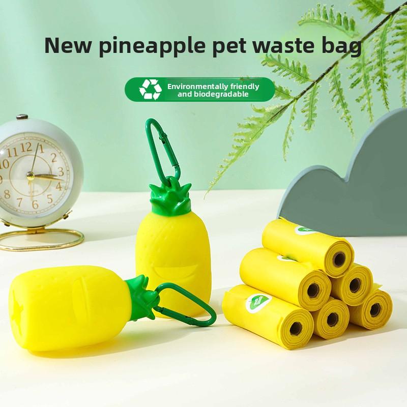 Adorable Pineapple Dog Poop Bag Dispenser Hanging Waste Pouch Storage Holder Practical Outdoor Pet Walking Clean Accessory
