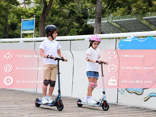 [Livestream Deal] CAROMA Electric Scooter for Kids Ages 6-14, 150W Motor, 10 mph, 80 mins Ride Time, Adjustable Speed & Height, Colorful Lights, LED Display, Foldable Kids Electric Scooter, Ideal Gifts for Kids