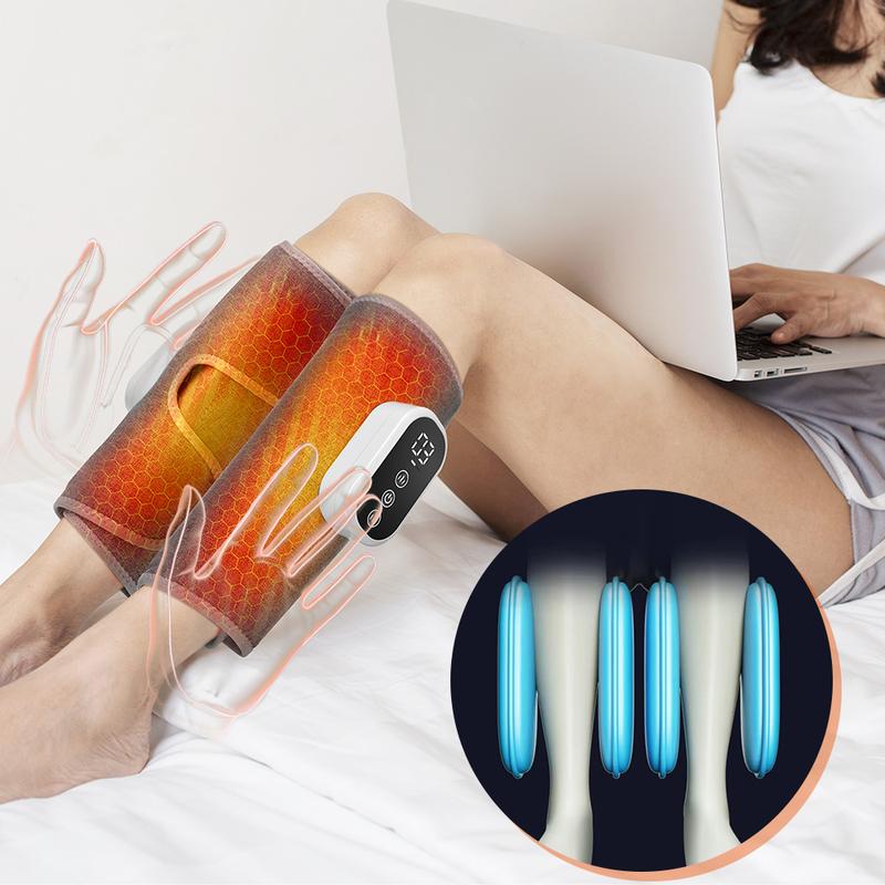 Leg Massager for Circulation, Airbags Hot Compress Calf Massager, 3 Modes 3 Gear Compression Massager, Leg Massage Tool for Muscle Relax, USB Rechargeable Massagers, Ideal Chrismas Gift
