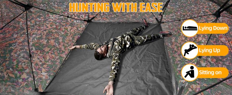 Hunting Blind with Chairs - 360° See Through Ground Blind with Floor Mat, 2-3 & 3-5 Person Pop Up Hunting Blind, Camouflage Carbon Fiber Holster for Deer & Turkey Hunting