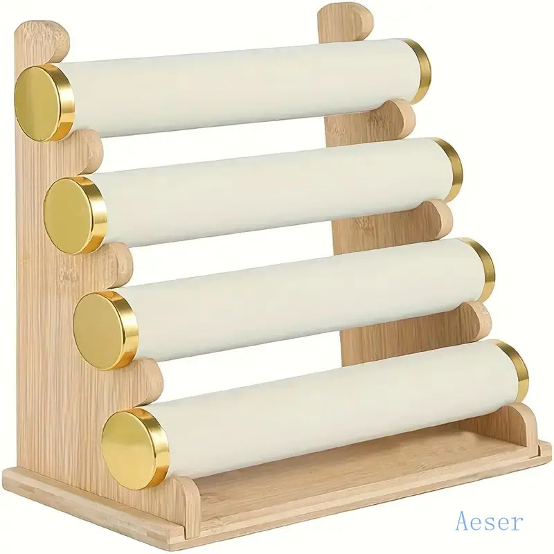 Wooden 4-Tier Premium Jewelry Organizer Box - Durable Vertical Organizer Stand Racks & Displays with Anti-Scratch Wooden Racks, Collector Display for Bracelet Stacks & Daily Smalls, Tabletop Vanity Decor, Festival Gift for Festivals