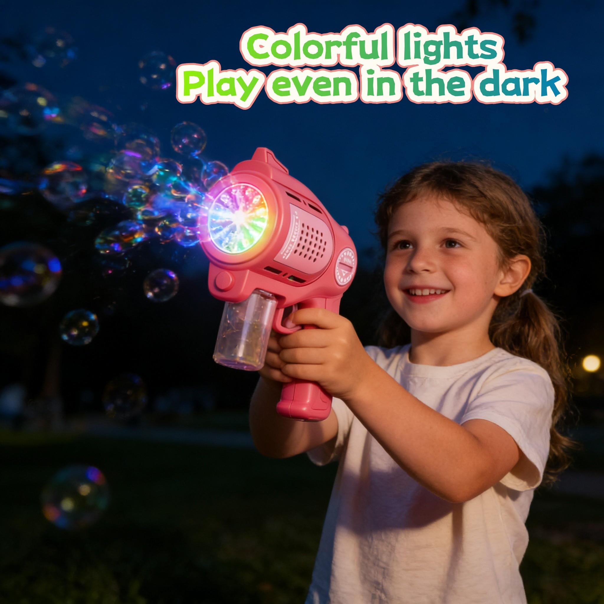 21-Hole Automatic Water Absorption Mini Space Electric Bubble Machine  with 1 Bottles Solution  60ml Bubble Gun for  Kids 3-8  Party Favors Summer Outdoors Wedding Toys Gifts for Boys Girls