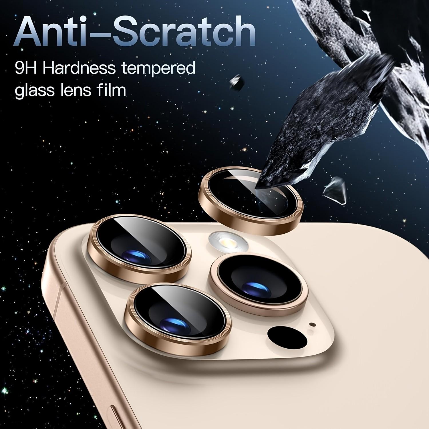 3-Pack Camera Lens Protector for iPhone 17 Pro Max/16 Pro Max/16 Pro/16 Plus/15/14/13/12/11, Strong Adsorption 9H Hardness Tempered Glass Camera Screen Protector Individual Metal Ring Cover, Case Friendly, Anti-scratch
