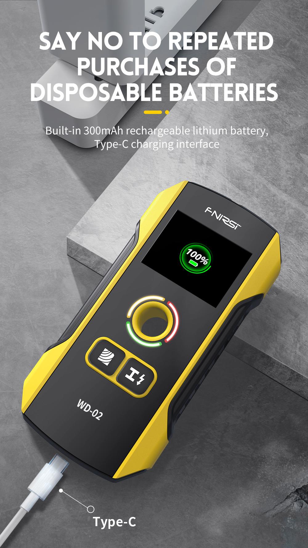 FNIRSI WD-02 Wall Detector Stud Finder Portable Precise Positioning TFT Display AC Live Cable Wires Metal Wood Stud Wall Scanner Tool Hardware with Clear Depth Gauge and Audible Alerts FNIRSI WD-02 Wall Detector Stud Finder Portable Precise Positioning TFT Display AC Live Cable Wires Metal Wood Stud Wall Scanner Tool Hardware with Clear Depth Gauge and Audible Alerts