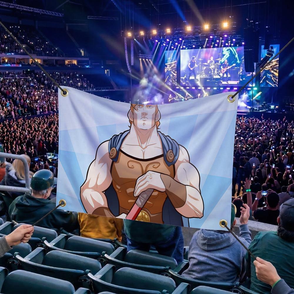 H-Hercules CARTOON Flags Multi Size Atmosphere Flag, Cheerleading Hand Pulled Banner, Portable Outdoor Event Flag & Wall Decor for Sports, Parties, Home and Room Decoration