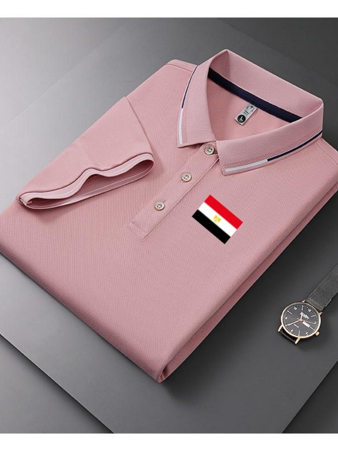 Men's Casual Summer Print T-Shirt, Fashionable Short Sleeve Top, Geometric Design, Lightweight Breathable Polo Shirt