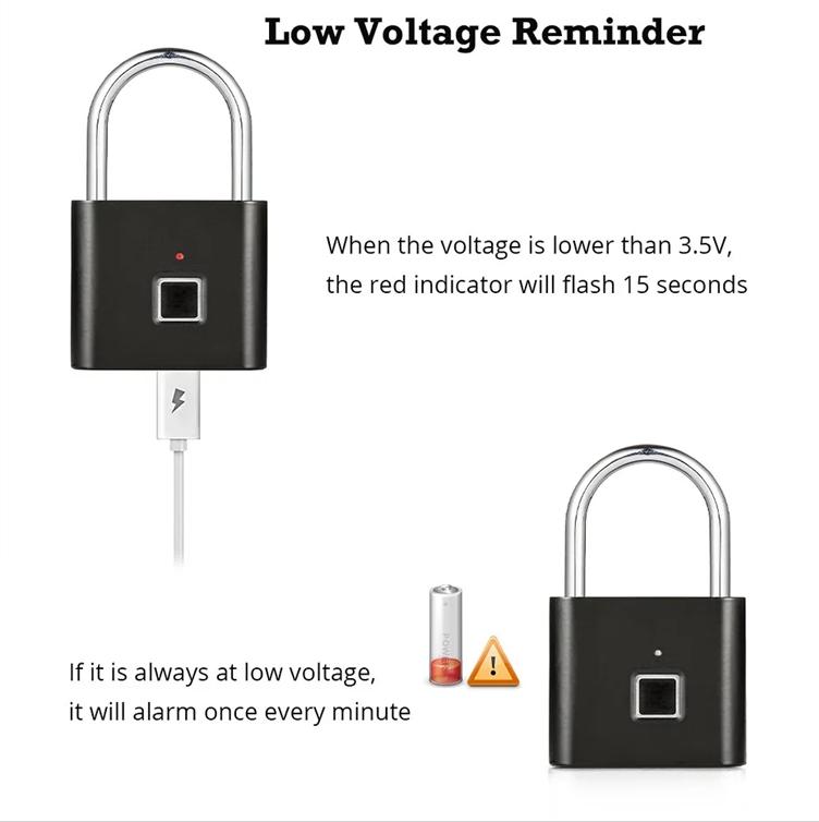 Smart Fingerprint Hanging Lock, USB Rechargeable, Biometric Fingerprint Lock, Zinc Alloy Security, Easy One-Click Operation